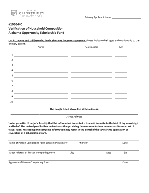 Household Composition Letter  Form