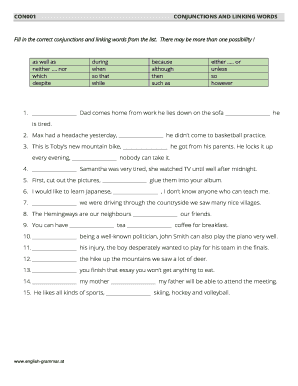 Conjunction and Linking Words  Form