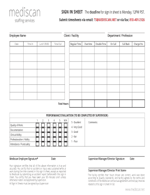 Mediscan Timesheet  Form