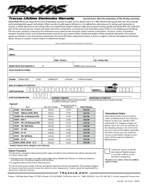 Traxxas Warranty  Form