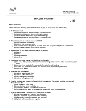 Whmis Quiz Answers  Form