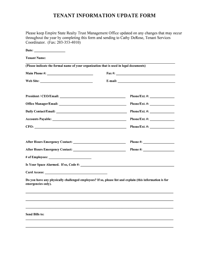 Tenant Information Update Form