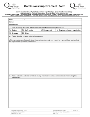  Continuous Improvement Form Jegnsweduau Jeg Nsw Edu 2015