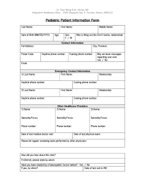 Pediatric Patient Information DOC Ccnmihc