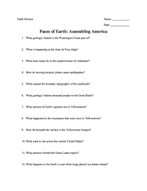 Faces of Earth Shaping the Planet Worksheet Answers  Form