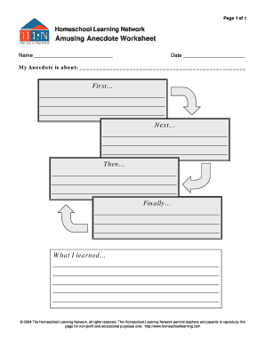 Anecdote Worksheet PDF  Form