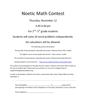 Noetic Math Contest PDF  Form