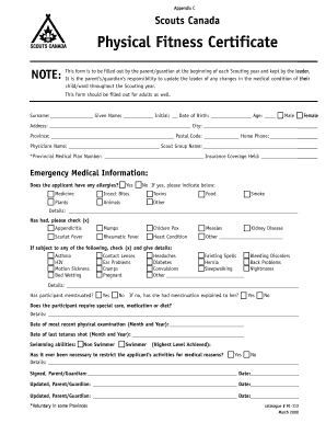 Physical Fitness Certificate Appendix Lv Form