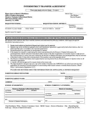 MPUSD Interdistrict BTransferb Request  Form