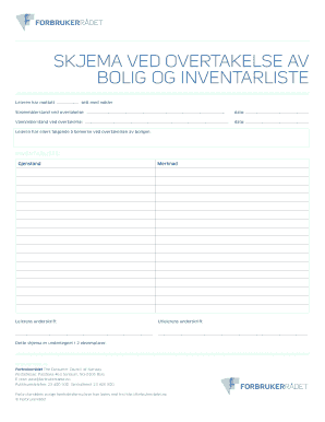 Overtakelse Av Bolig Skjema Form