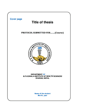 Bpkihs Thesis Protocal&#039;  Form