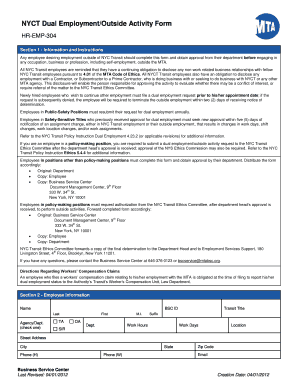 Mta Bsc Dual Employment  Form
