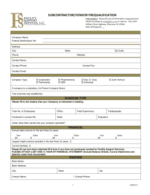 Vendor Prequalification Form