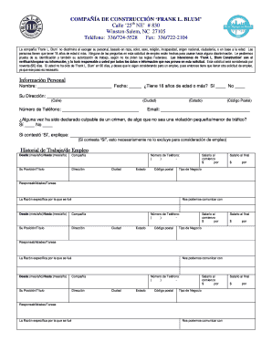 Printable Job Applications Spanish PDF  Form