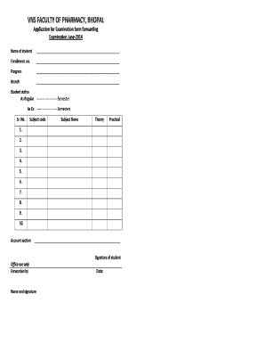 Application for Exam Form Forward