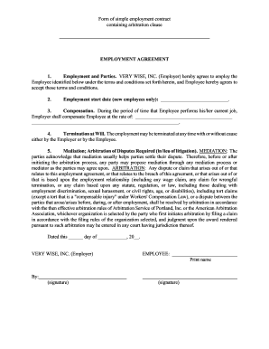 Simple Employment Contract  Form