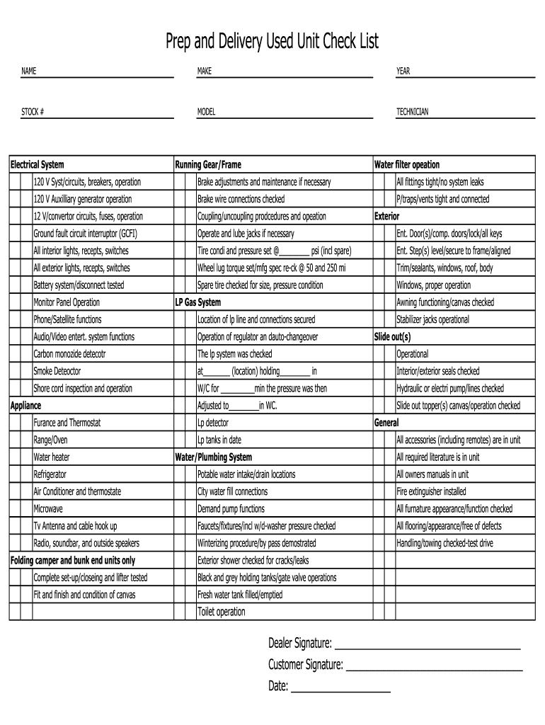 Motorhome  Form