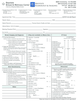 Order Form Baystate Breast &amp; Wellness Radiology &amp; Imaging