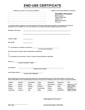 End Use Letter Template  Form