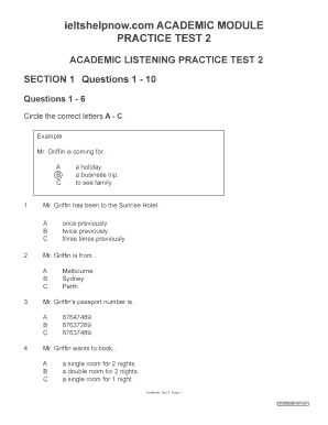 Mr Griffin Ielts Listening Answers  Form