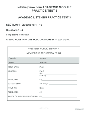 Academic Module Practice Test 3 Reading Answers  Form