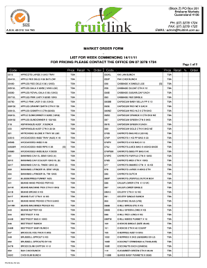 Market List Form