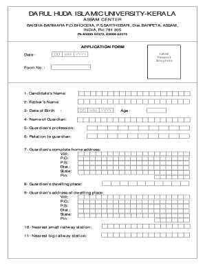 Darul Huda Islamic University Assam  Form