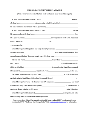 Printable Mad Libs for Adults PDF  Form