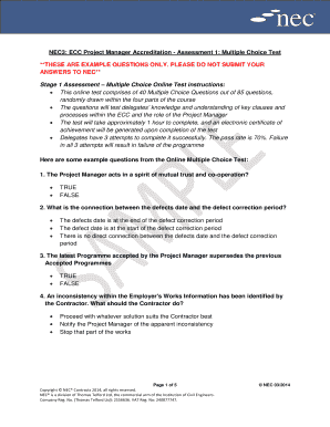 Nec4 Project Manager Accreditation Questions and Answers  Form