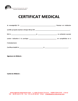 Certificat Medical PDF  Form