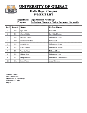 Uog Merit List  Form