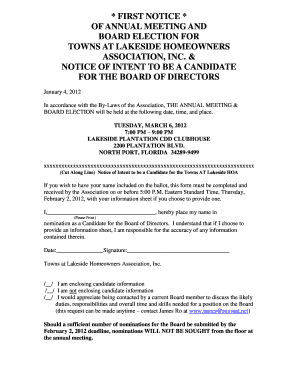 Hoa Special Meeting Notice Template  Form