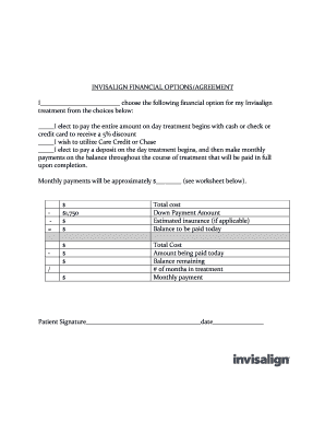 Invisalign Financial Agreement Form