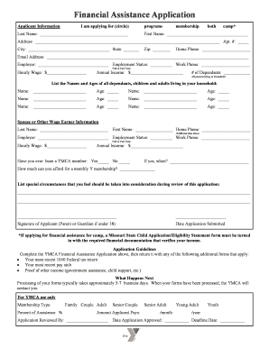 Financial Assistance Application  Form