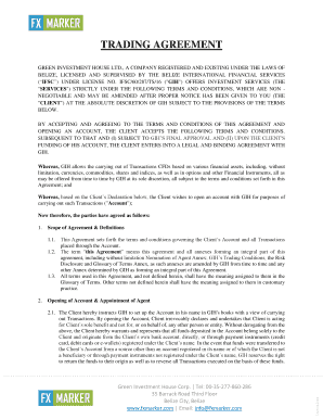 Trading Agreement Fxmarker  Form