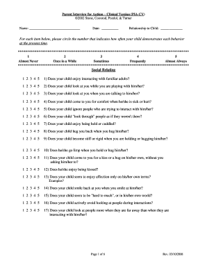 Autism Parent Interview  Form