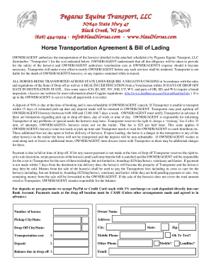 Horse Transport Contract Template  Form