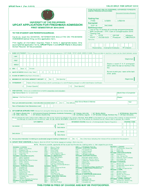 UPCAT BForm 1b PDS2014pmd University of the Philippines Los Bb