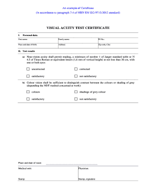 Visual Acuity Test Form