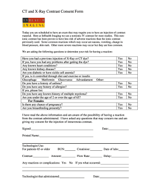 CT and X Ray Contrast Consent Form