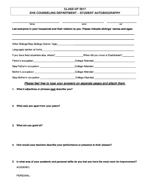 Student Autobiography Example PDF  Form