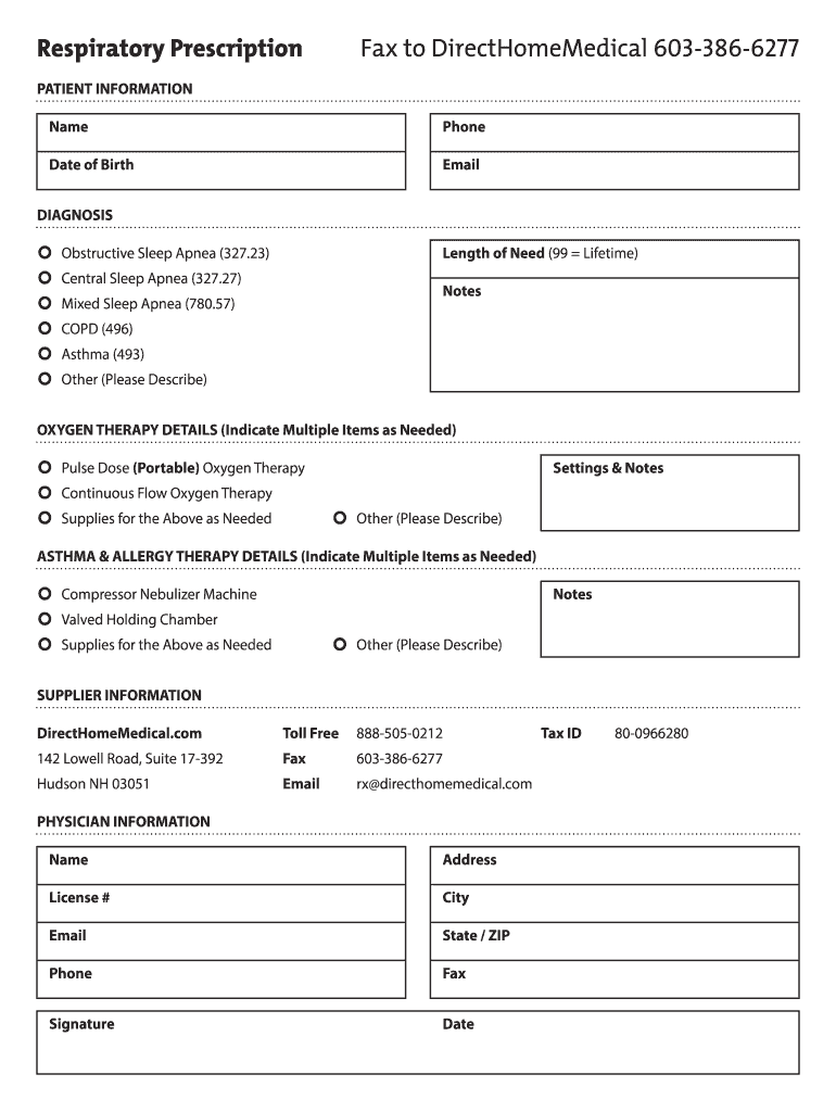 Oxygen Prescription Template  Form