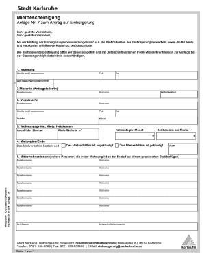 Mietbescheinigung  Form