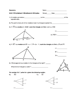 Medians and Altitudes of Triangles Worksheet  Form