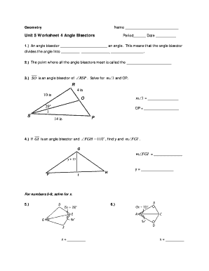 Angle Bisector of a Triangle Worksheet  Form