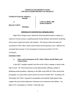 Sample Sentencing Memorandum  Form