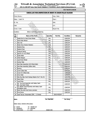 Chain Block Inspection Checklist PDF  Form