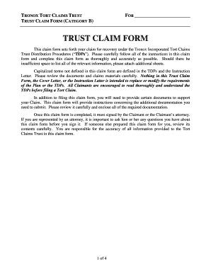 Tronox Tort Claims Trust Claim Form Category a