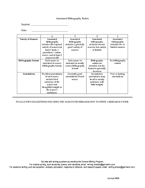 Bibliography Rubric  Form