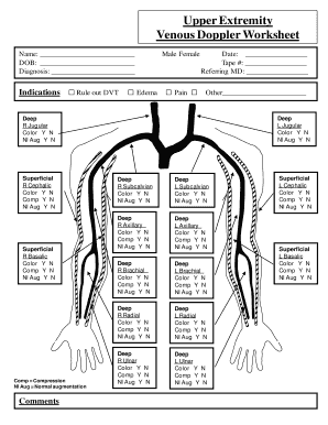 Upper Extremity Venous Ultrasound Worksheet  Form